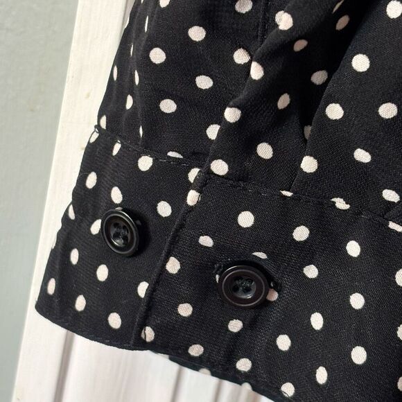 Notations XL black & white dot 2 pocket adjustable sleeve blouse - Picture 4 of 10